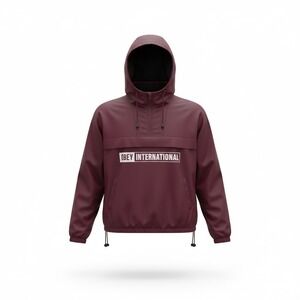 Obey International Burgundy Quarter Zip Anorak Fleece Lined Windbreaker Jacket